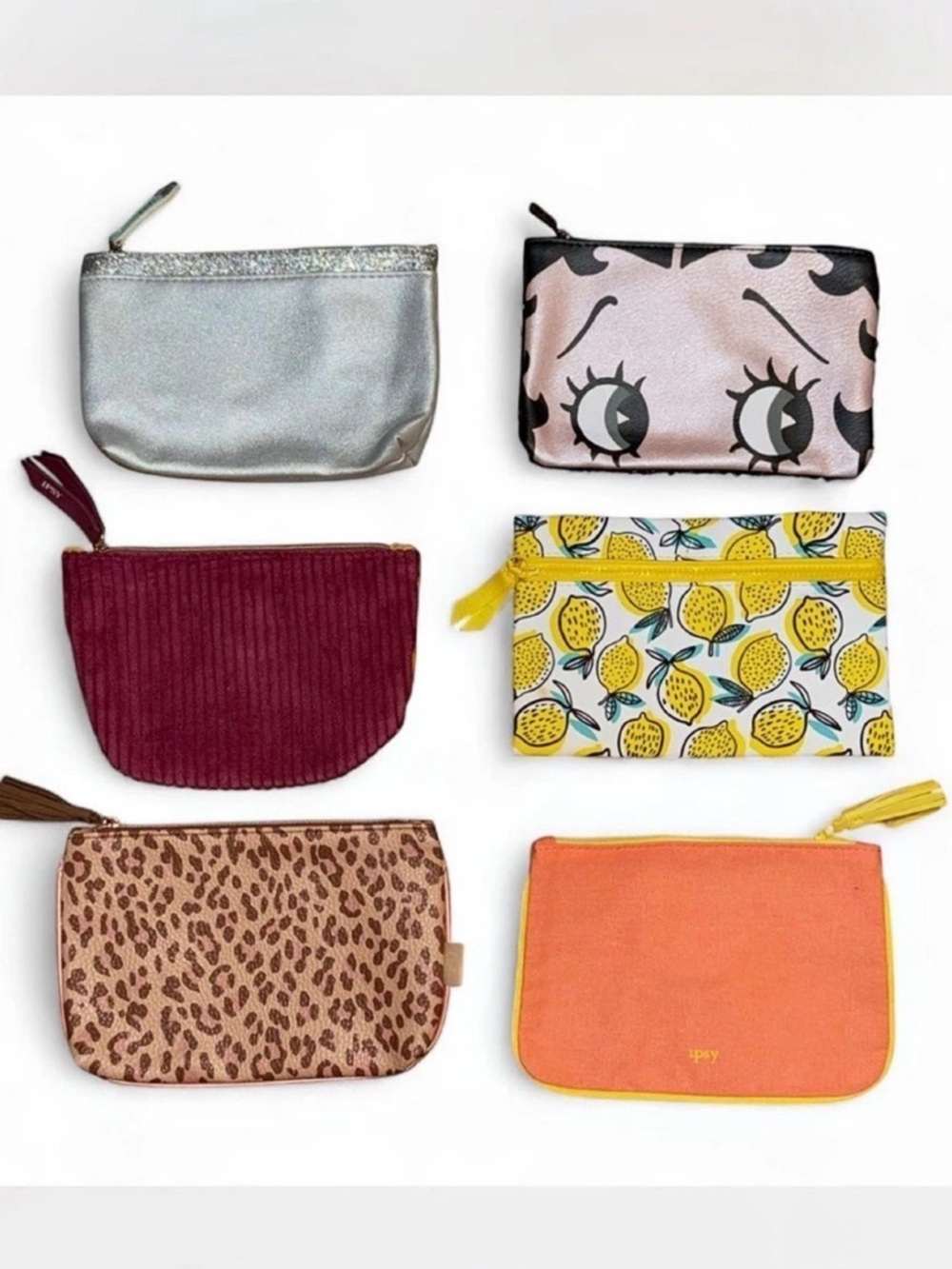 Ipsy Glam Bag Cosmetic Pouch Assortment Pink & Silver